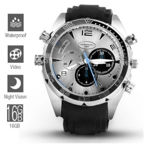 1080P HD IR Night Vision Waterproof Spy Watch 16GB